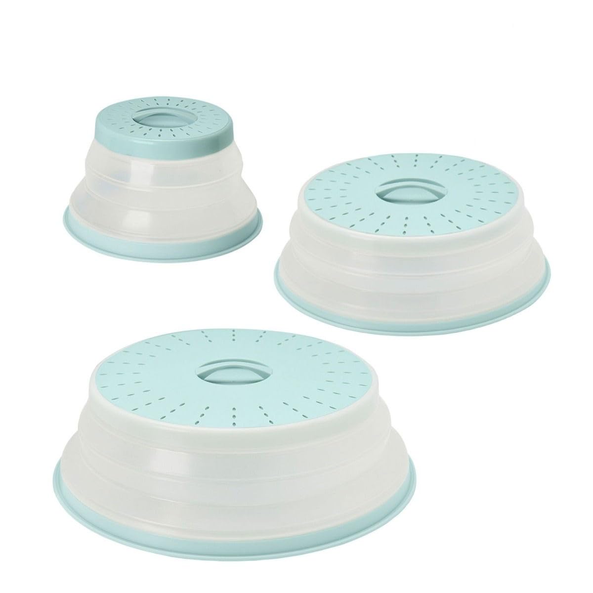 Tovolo 3-piece silicone microwave splatter lid set blue haze with nesting design for easy storage