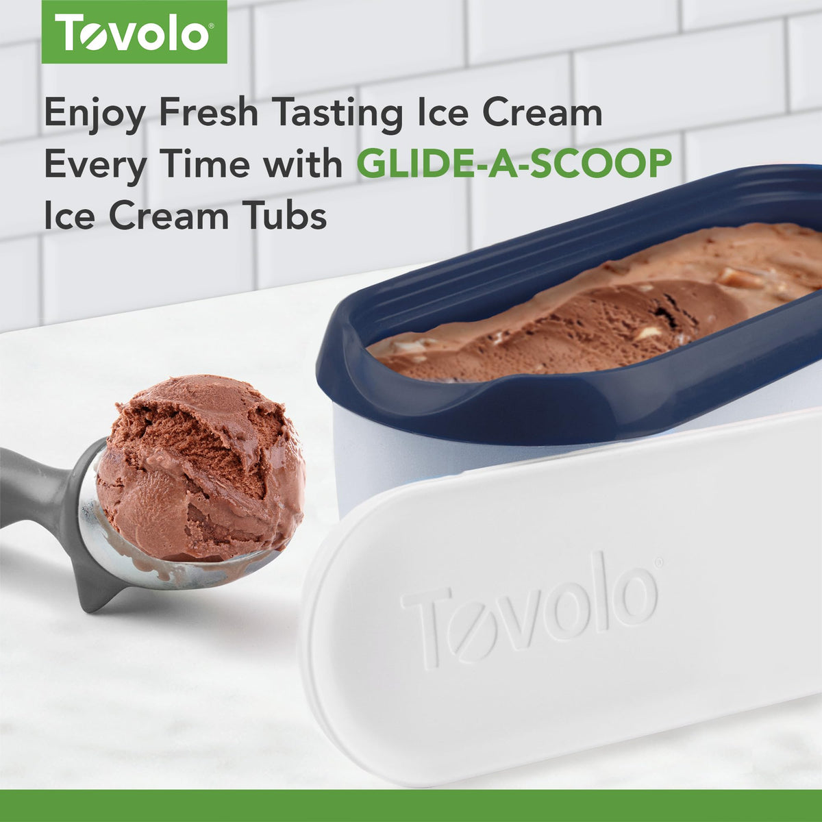 Tovolo Glide A Scoop airtight-lid seals freshness and prevents odors