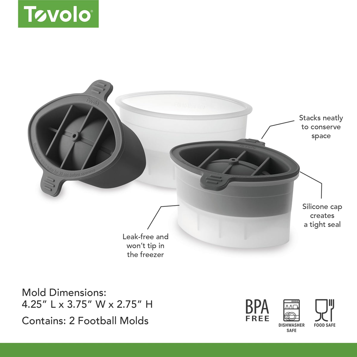 Tovolo barware-ready football ice cubes enhance cocktails with slow-melt cubes