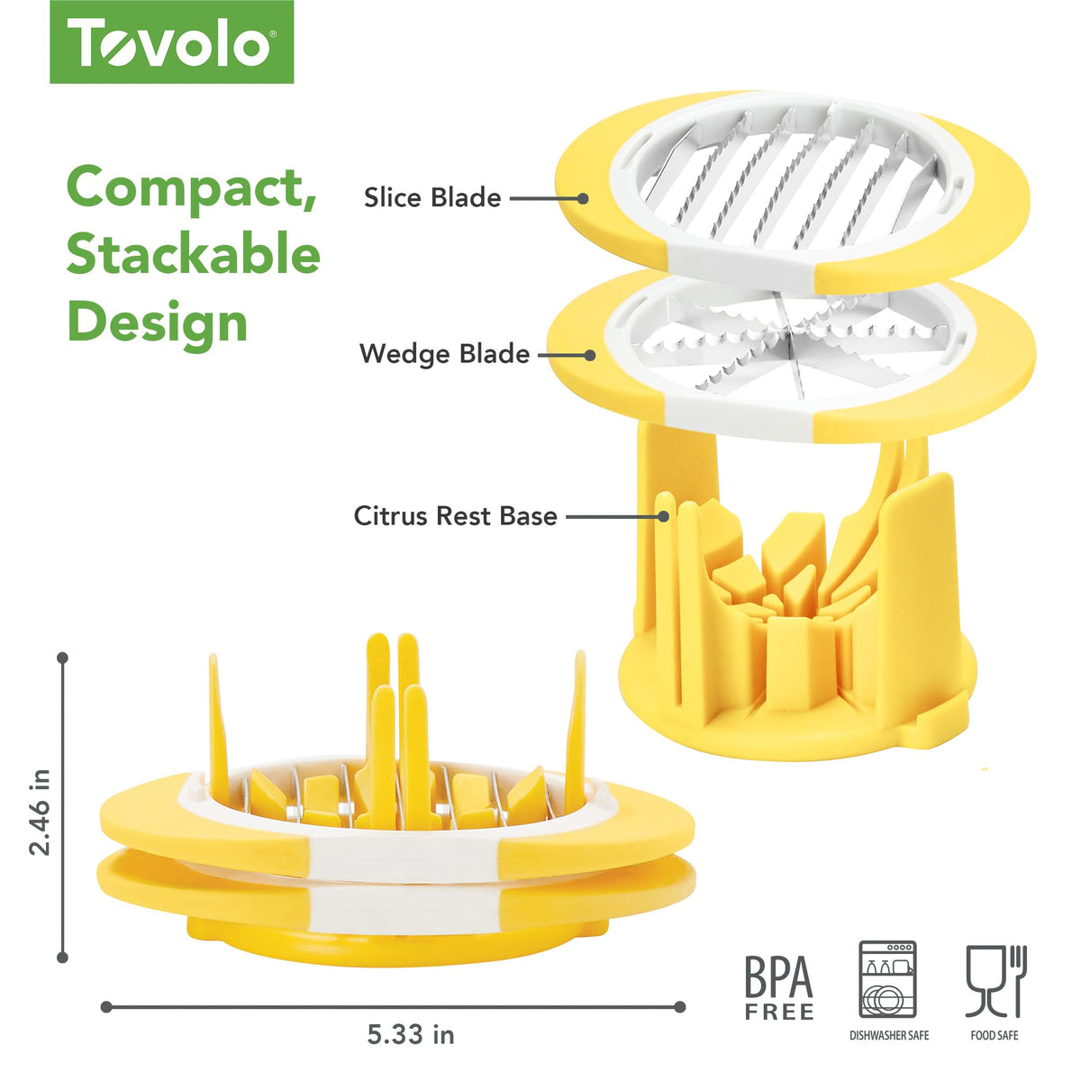 Tovolo citrus slicer wedger soft-touch handle provides comfortable leverage