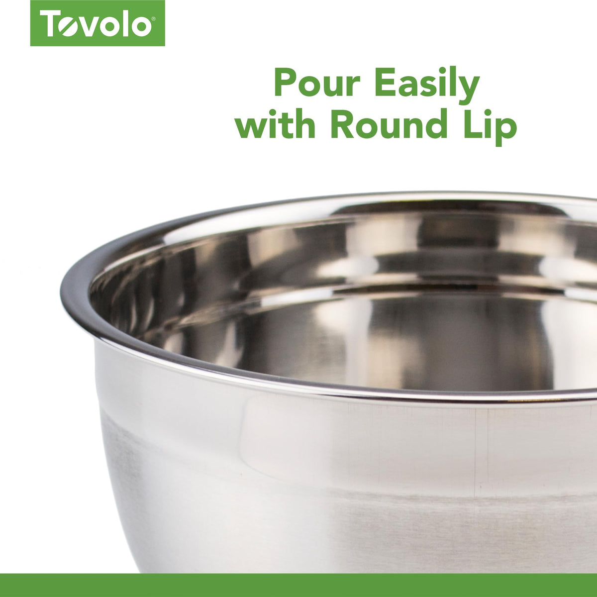 Tovolo dishwasher-safe metal bowl cleans quickly after messy mixing sessions.