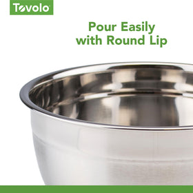 Tovolo dishwasher-safe metal bowl cleans quickly after messy mixing sessions.