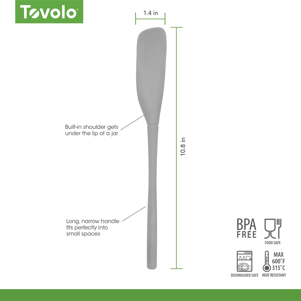 Tovolo dishwasher-safe silicone jar spatula for easy cleanup