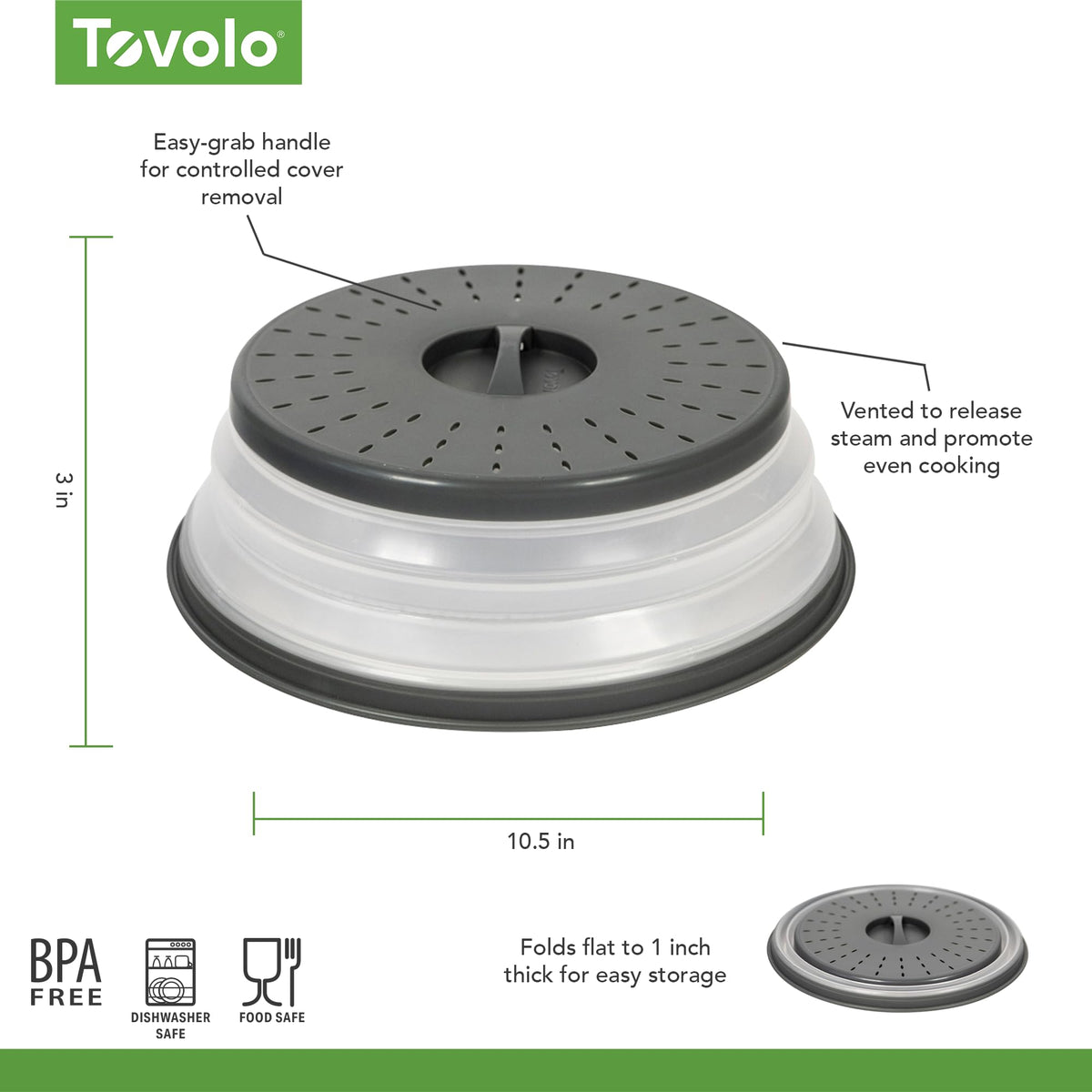 Tovolo cover fits most plates up to 10 inches for versatile reheating
