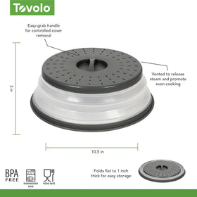 Tovolo cover fits most plates up to 10 inches for versatile reheating