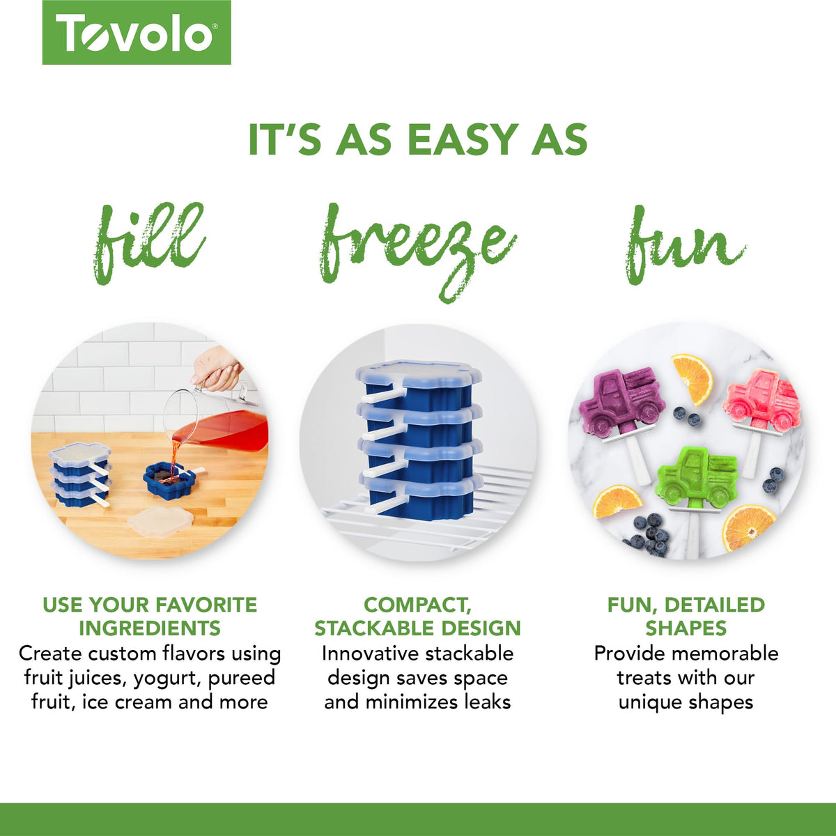 Tovolo drip-guard truck pops protect hands from melting drips during snacks.