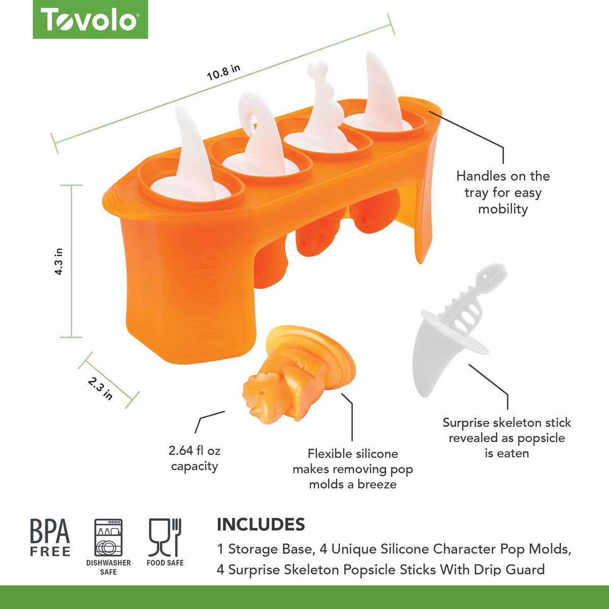 Tovolo easy-release design lets shapes release with warm water.