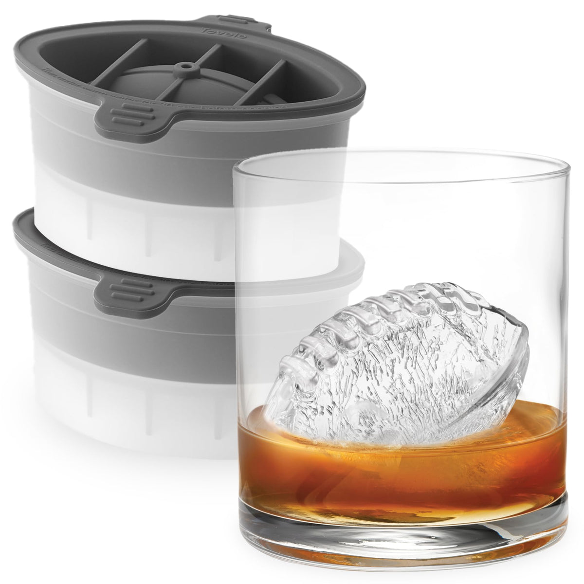 Tovolo football ice cube mold 2-pack creates large football-shaped ice cubes for cocktails