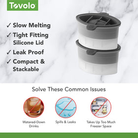 Tovolo mold with leakproof lid emphasizes odor-free freezing and easy storage