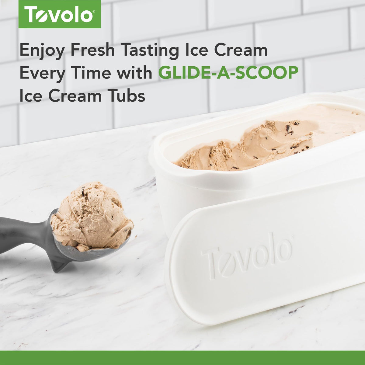 Tovolo half-gallon ice cream container airtight lid locks in freshness