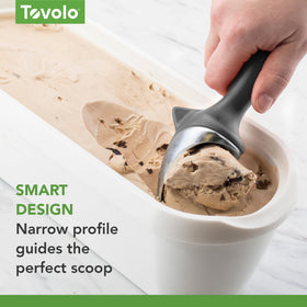 Tovolo half-gallon ice cream container scoop glide design eases serving