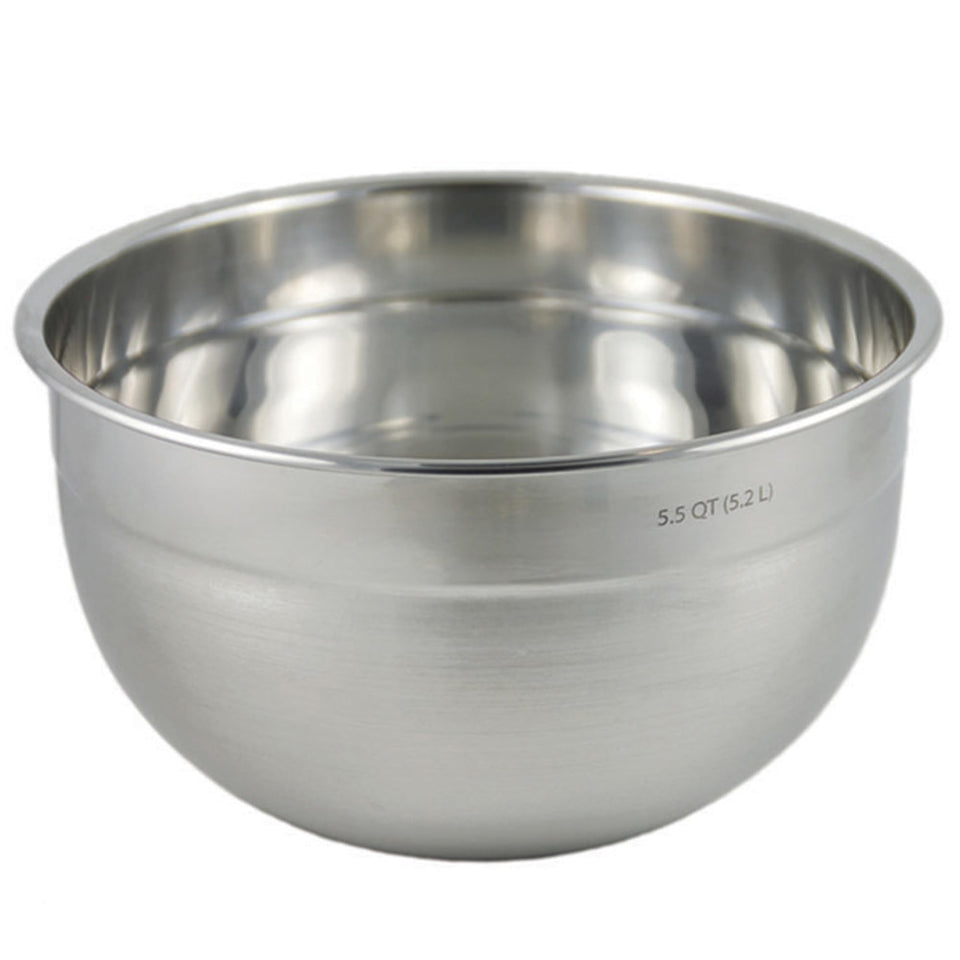 Tovolo large stainless steel mixing bowl with 5.5 quarts ideal for batch cooking at home.