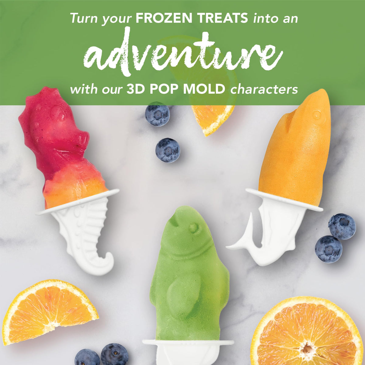 Tovolo Ocean Friends turtle popsicle mold designed for kid-friendly bites.