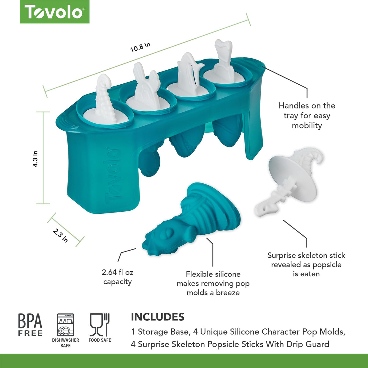 Tovolo popsicle sticks skeleton add playful bone design for surprise reveals.