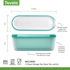 Tovolo reusable ice cream tub helps organize batches in the freezer.