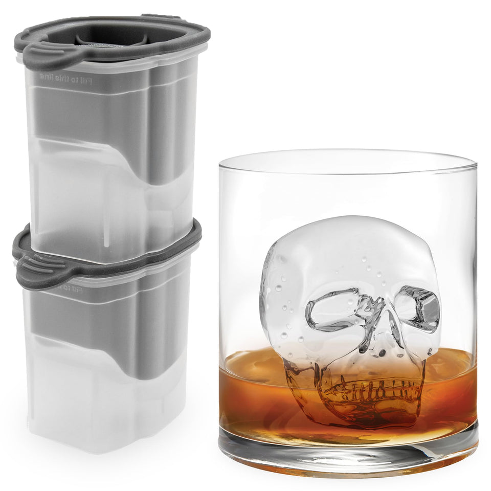 Tovolo Skull Ice Mold Pack 2 front view with dramatic three-inch skulls for crafts