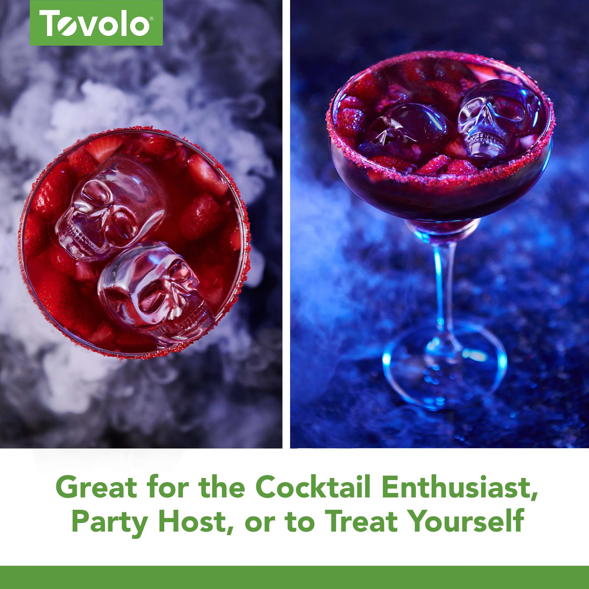 Tovolo Skull Mold stackable lid features for organized freezer storage