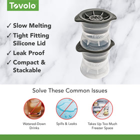 Tovolo leak-proof lids prevent freezer spills during storage