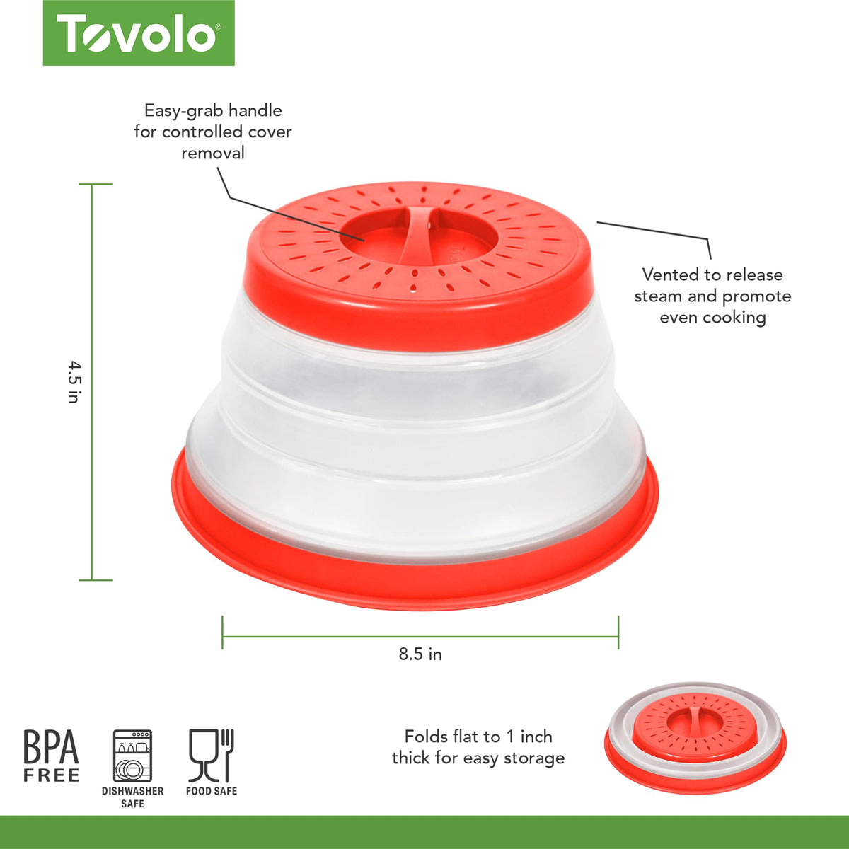 Tovolo splatter cover doubles as a colander for rinsing produce.