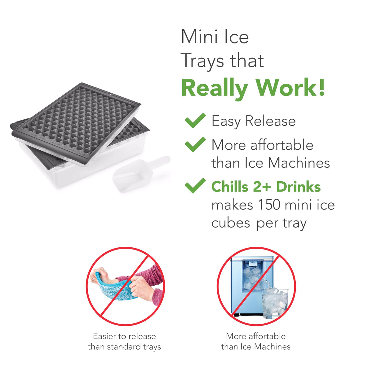 Tovolo stackable freezer ice tray maximizes space and keeps ice ready.