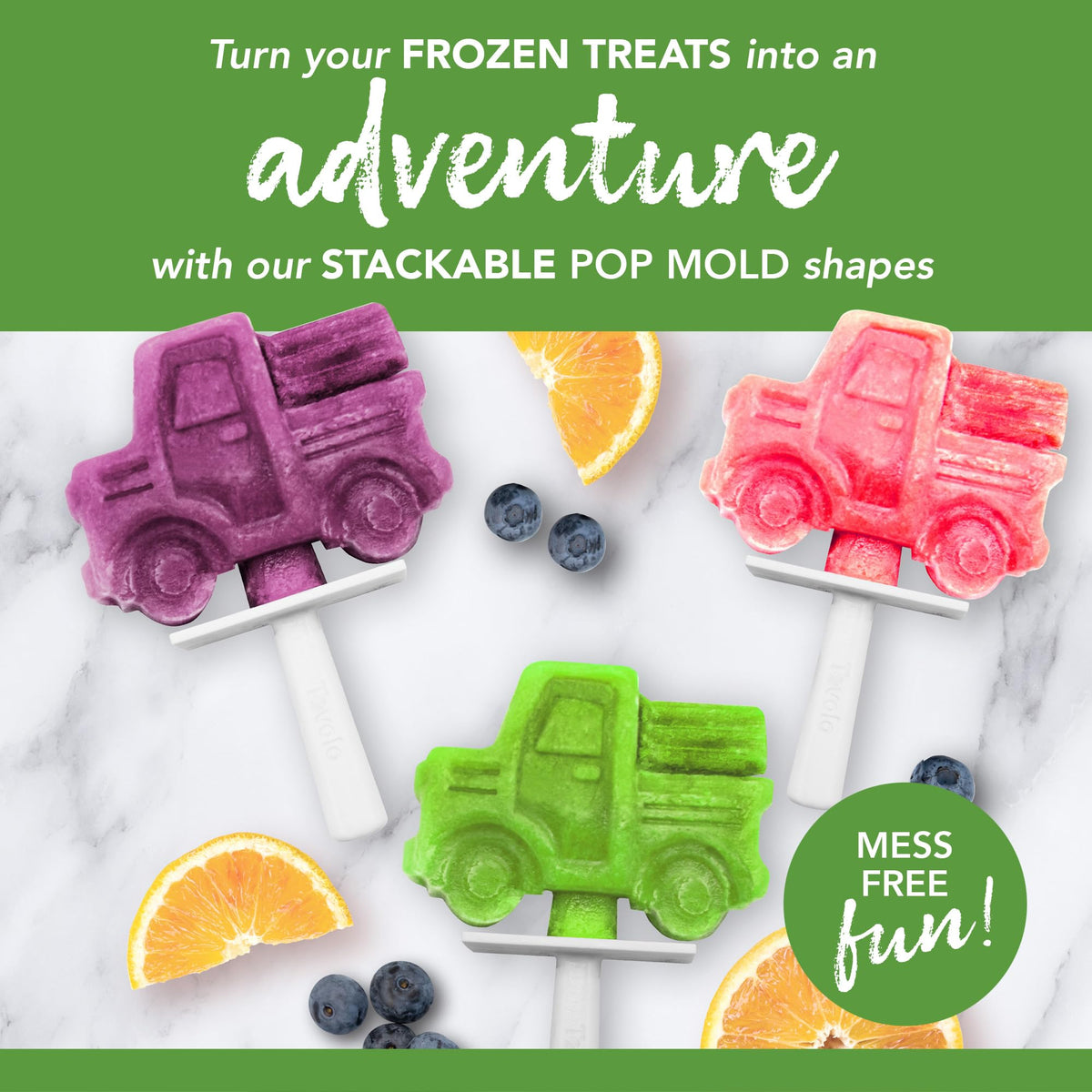 Tovolo truck popsicle molds offer easy release for smooth removal of frozen treats.