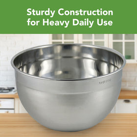 Tovolo XL mixing bowl rounded lip pour for clean transfers.