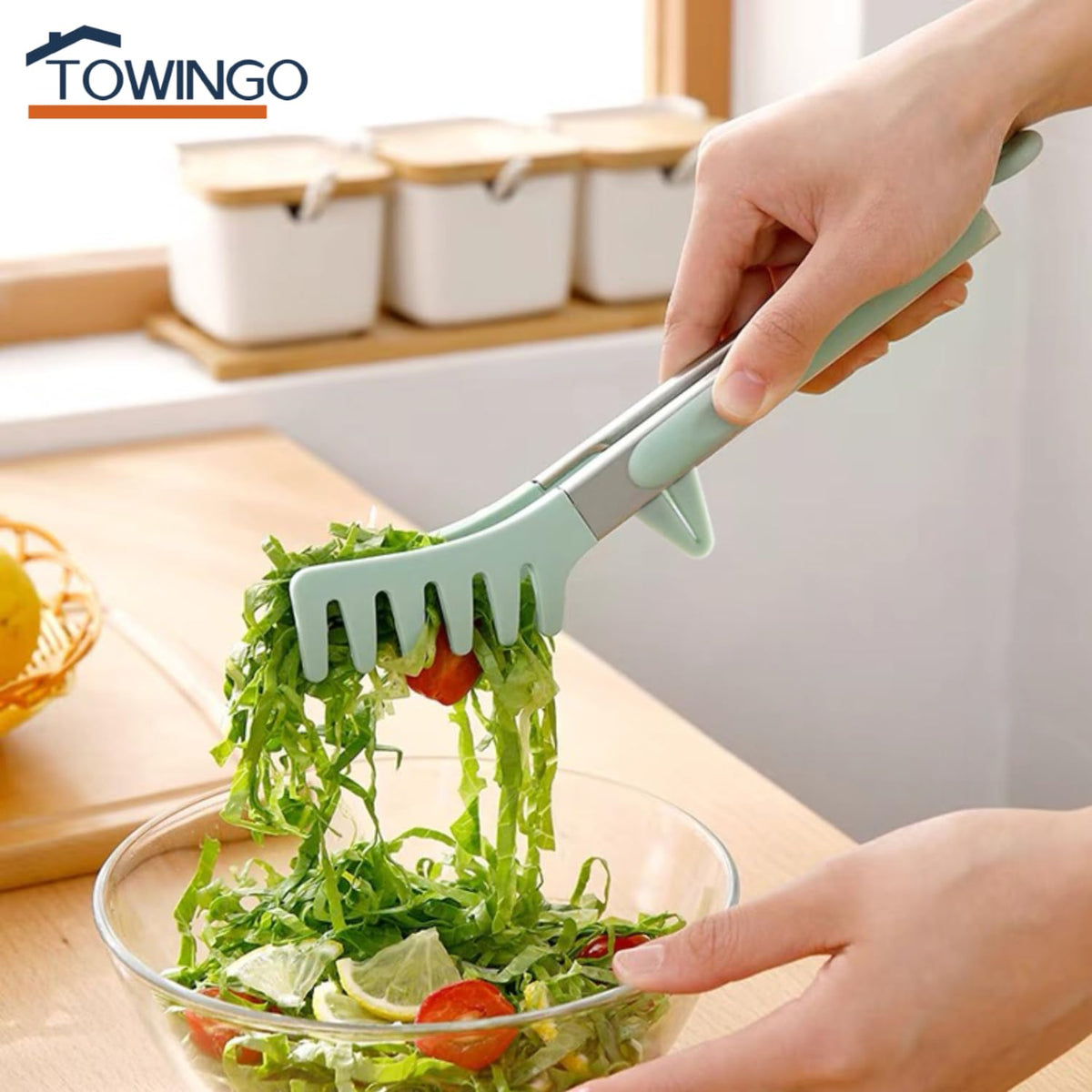TOWINGO heat-resistant silicone tongs up to 600°F