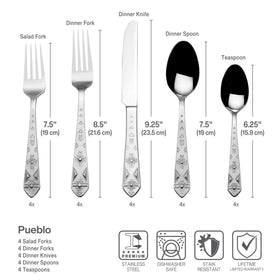 Towle Everyday Pueblo 18/0 stainless steel designed for lasting daily use.