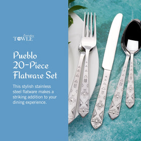 Towle Everyday Pueblo engraved handle detail showcasing southwestern texture.