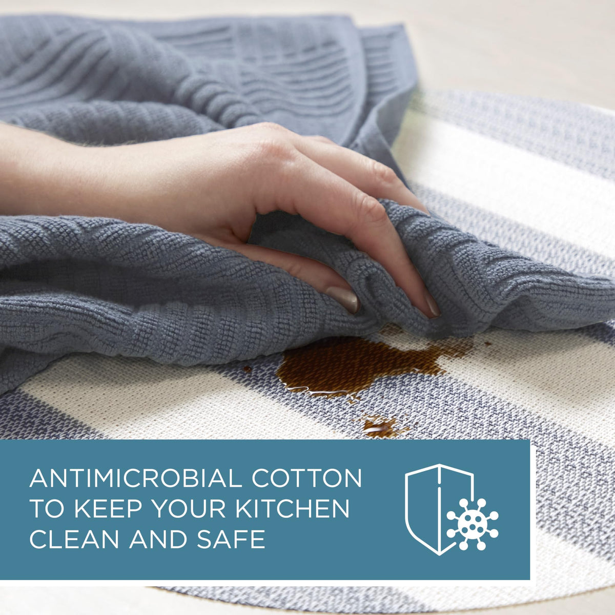 Town & Country Basics basketweave towel blue close-up texture highlights plush terrycloth.