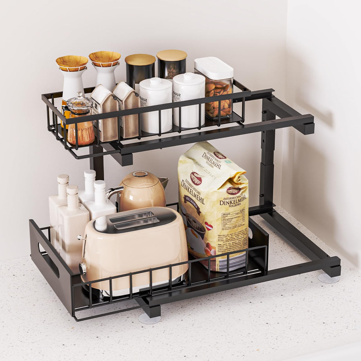Toyear under sink organizer heavy-duty steel construction for lasting stability