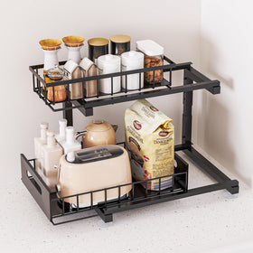 Toyear under sink organizer heavy-duty steel construction for lasting stability