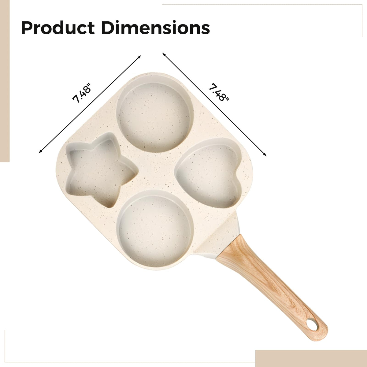 Toyosport wooden-handle skillet provides a secure, comfortable grip.