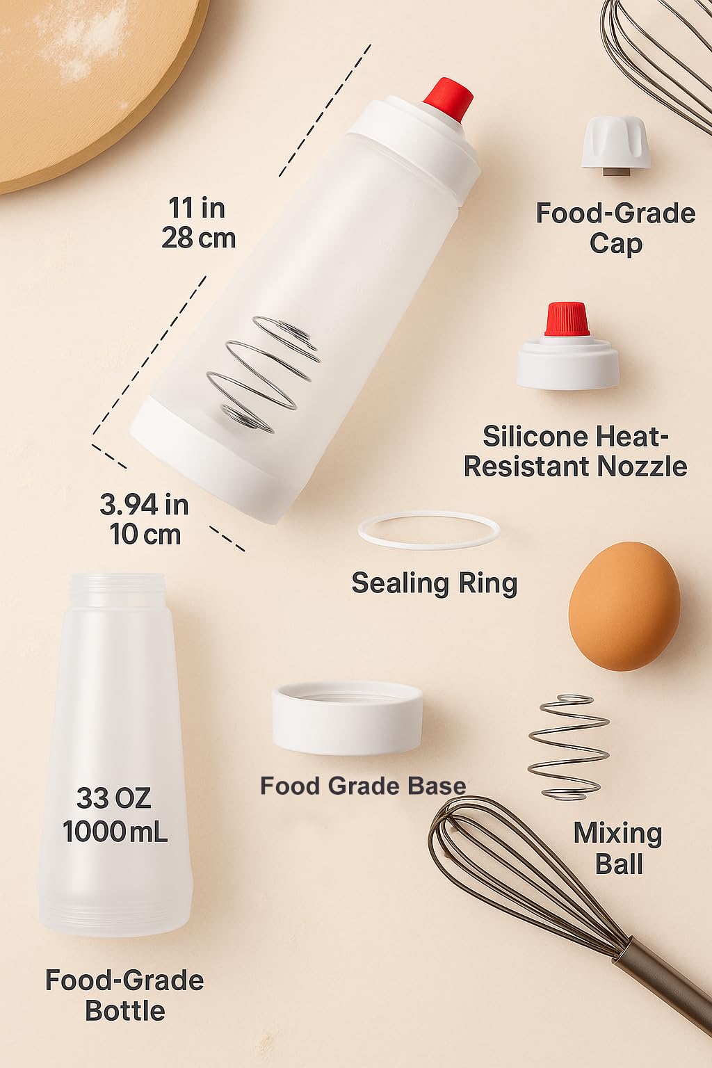 TOZCOZUS dispenser with stainless whisk ball for smooth batter