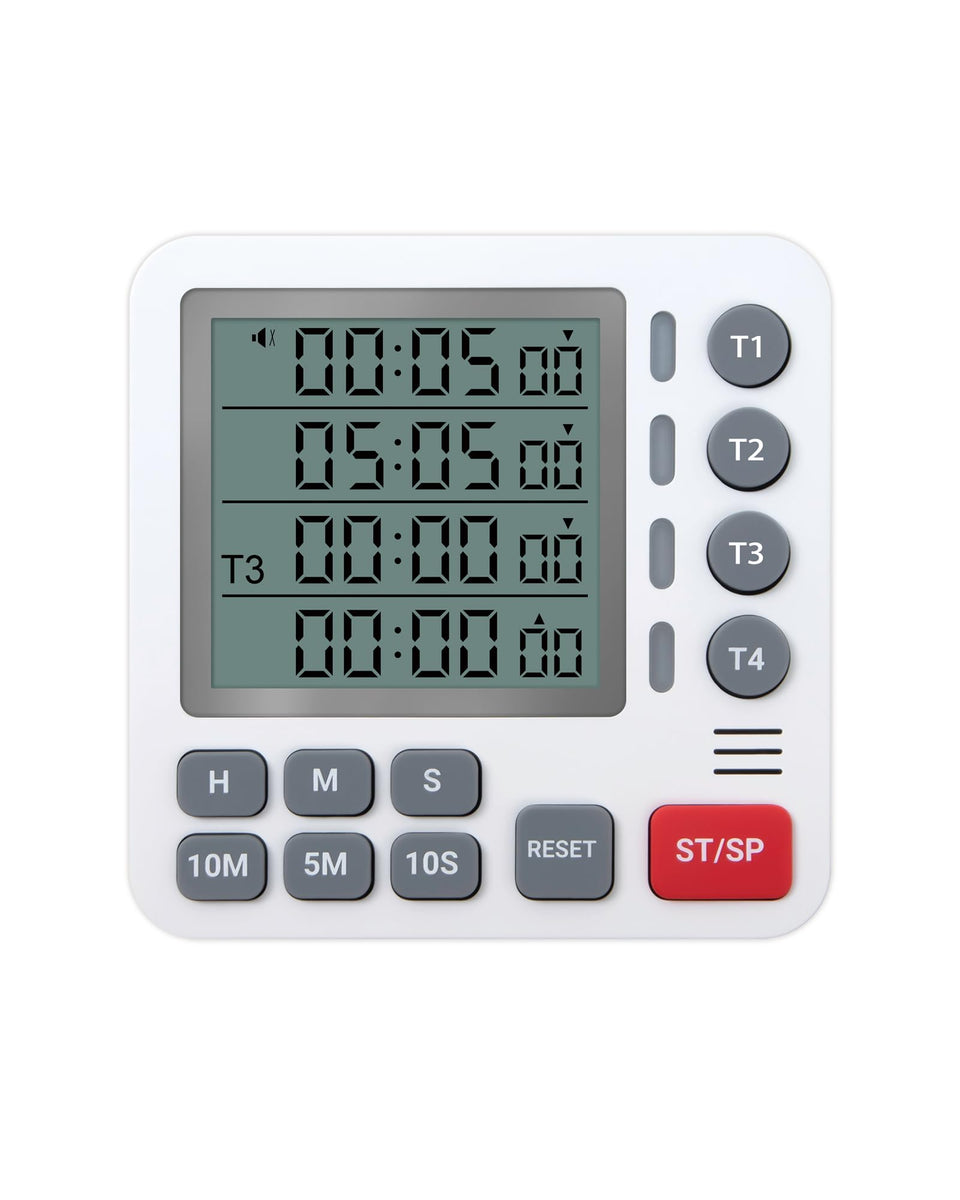 TPNEG Digital Kitchen Timer front view showing four channels for multitask timing.