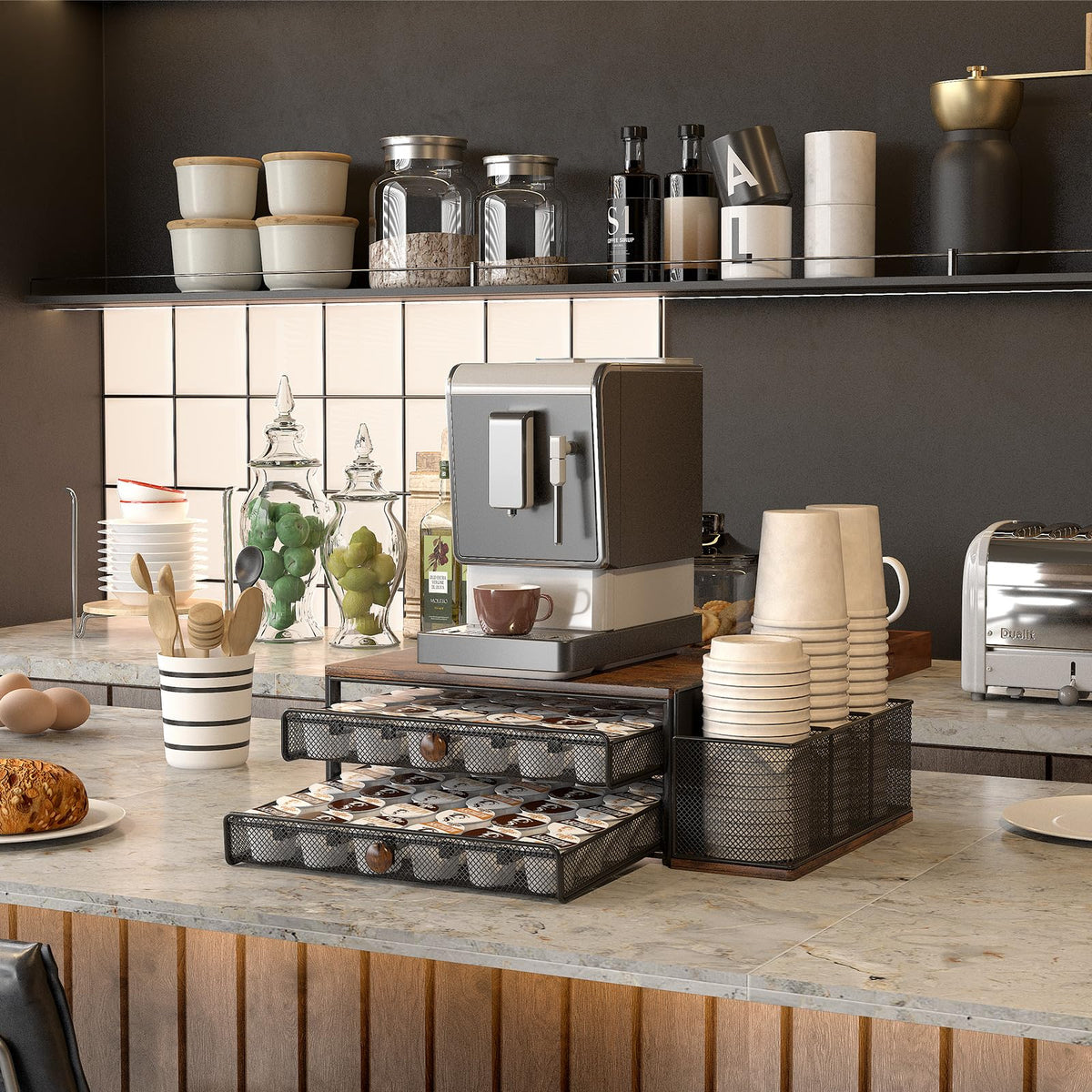 TQVAI K Cup Holder 60-pod capacity keeps multiple flavors within reach