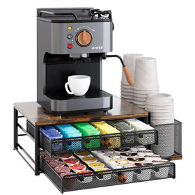 TQVAI K Cup Holder with two drawers showcases organized coffee pods for faster mornings