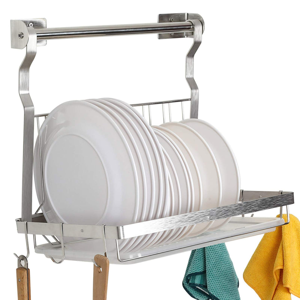 TQVAI over-sink dish drainer rack in stainless steel for space-saving organization