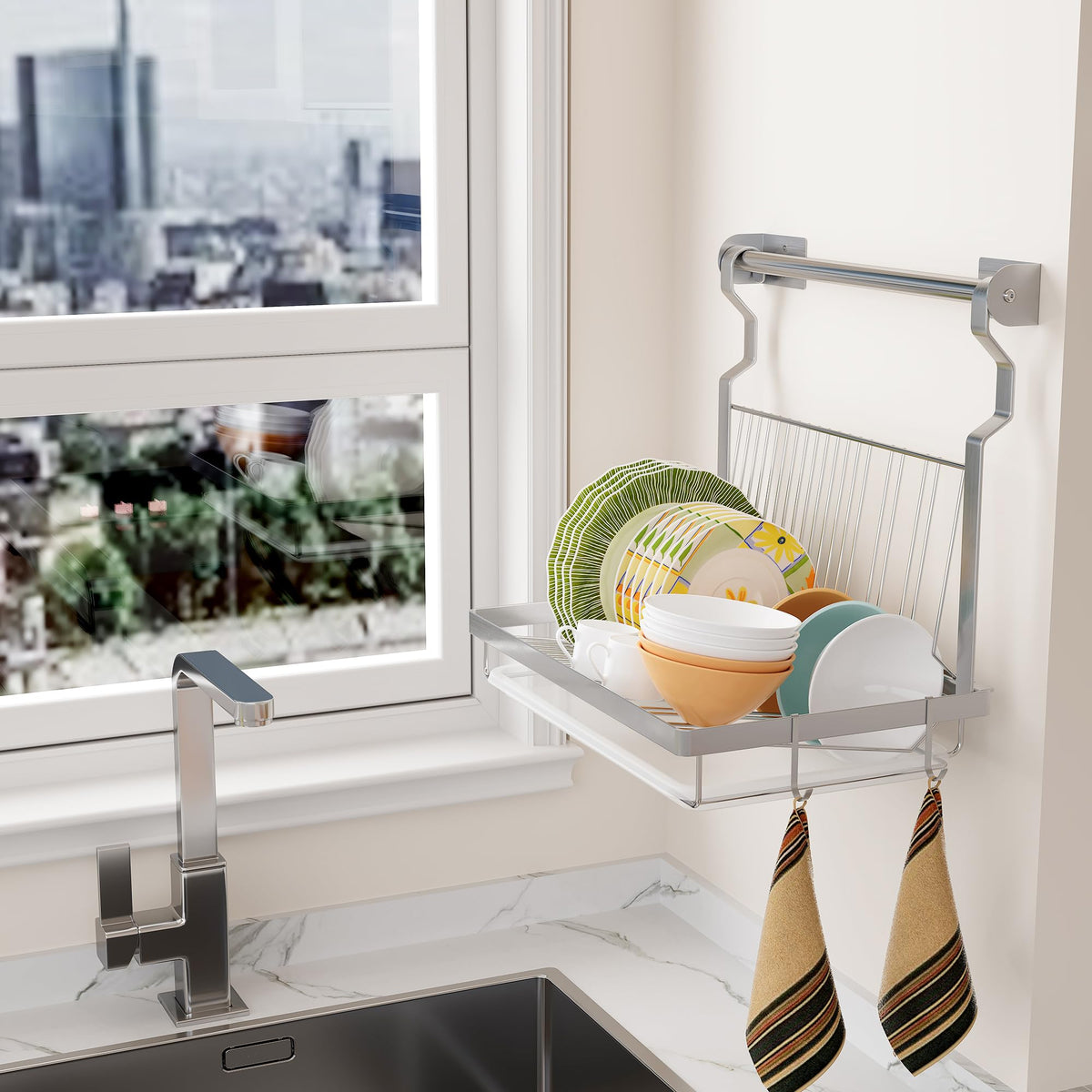 TQVAI stainless steel hooks store utensils during drying