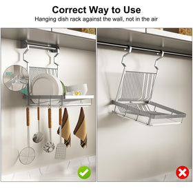 TQVAI wall-mounted dish rack with drainboard keeps countertops clear