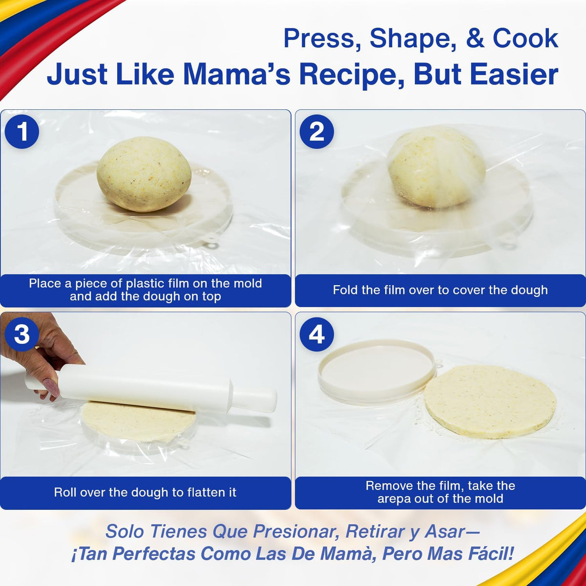 TraditionTools Arepa Mold medium size ideal for gorditas texture.