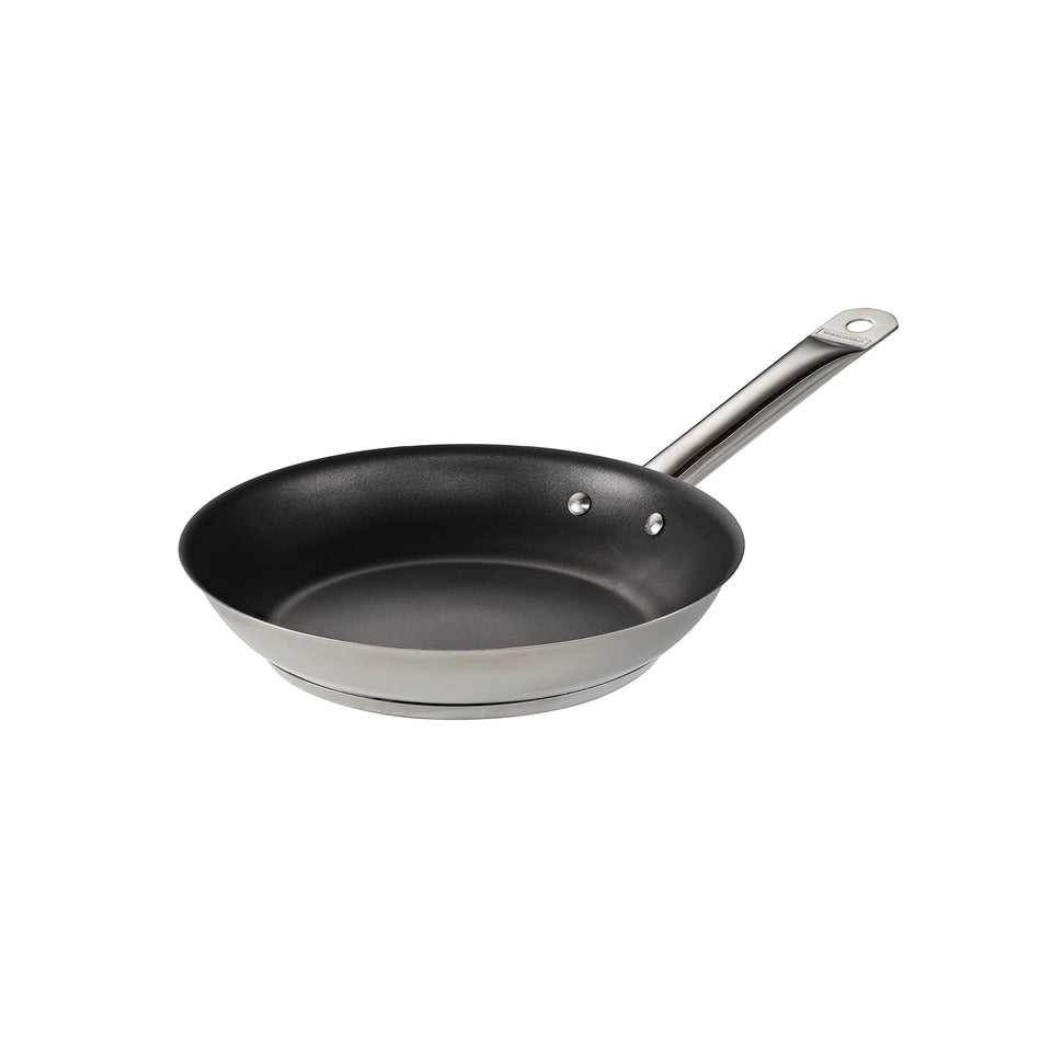 Tramontina 10-inch nonstick frying pan, top view, ideal for easy pancake flipping and breakfast prep