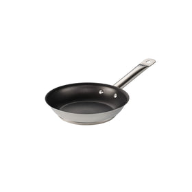 Tramontina 8-inch nonstick fry pan top view highlights easy release for quick breakfasts.