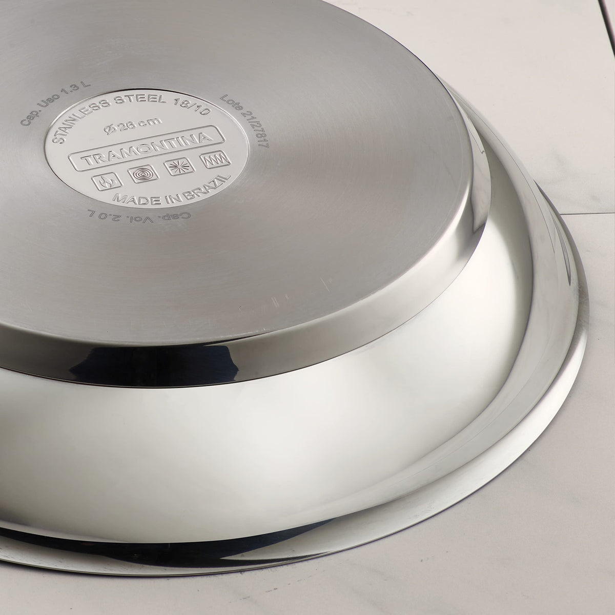 Tramontina oven-safe up to 450°F for versatile oven-to-table cooking.