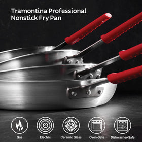 Tramontina Professional pan with removable silicone grip for oven versatility.