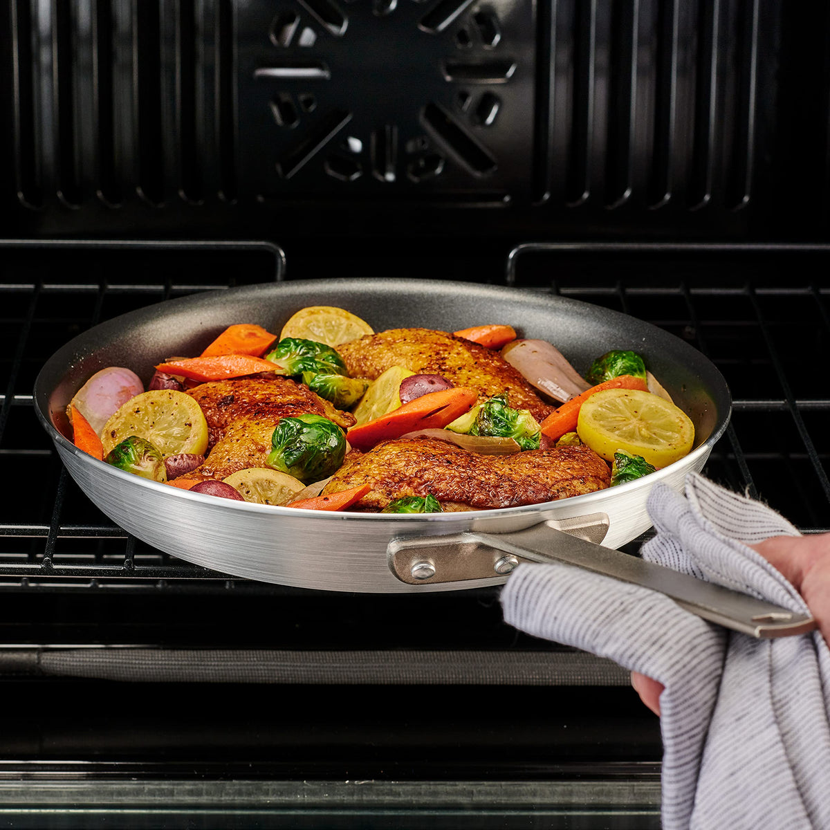 Proudly made in Brazil: Tramontina Fusion pan with durable brushed aluminum