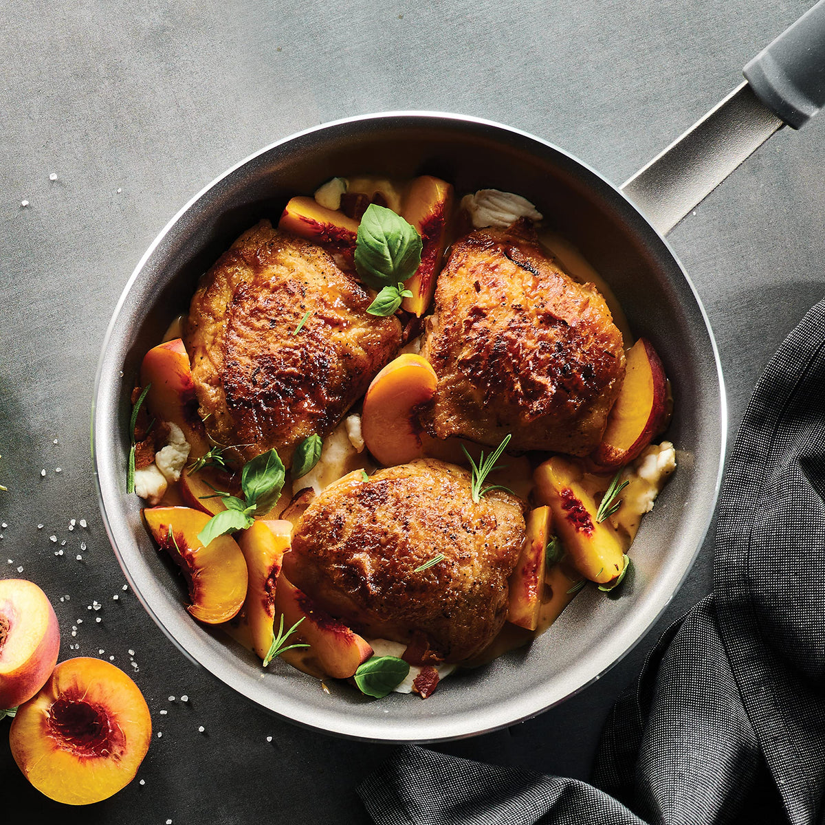 Tramontina Professional Fusion fry pan close-up of reinforced nonstick coating for easy release