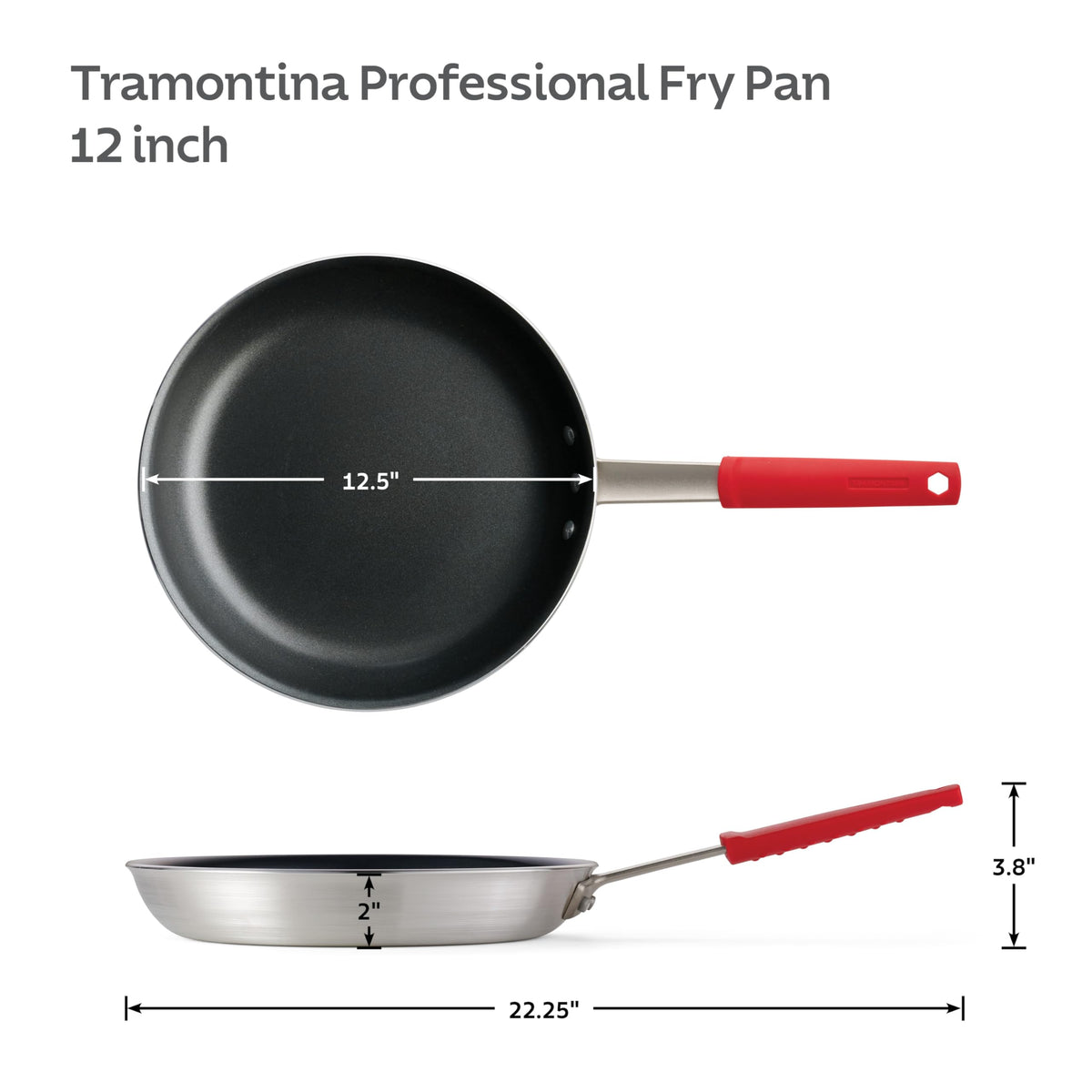 Tramontina Professional red handle with silicone grip for comfort.