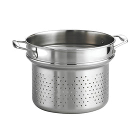 Tramontina Signature pasta insert fits 8-quart pots for easy lifting of noodles.