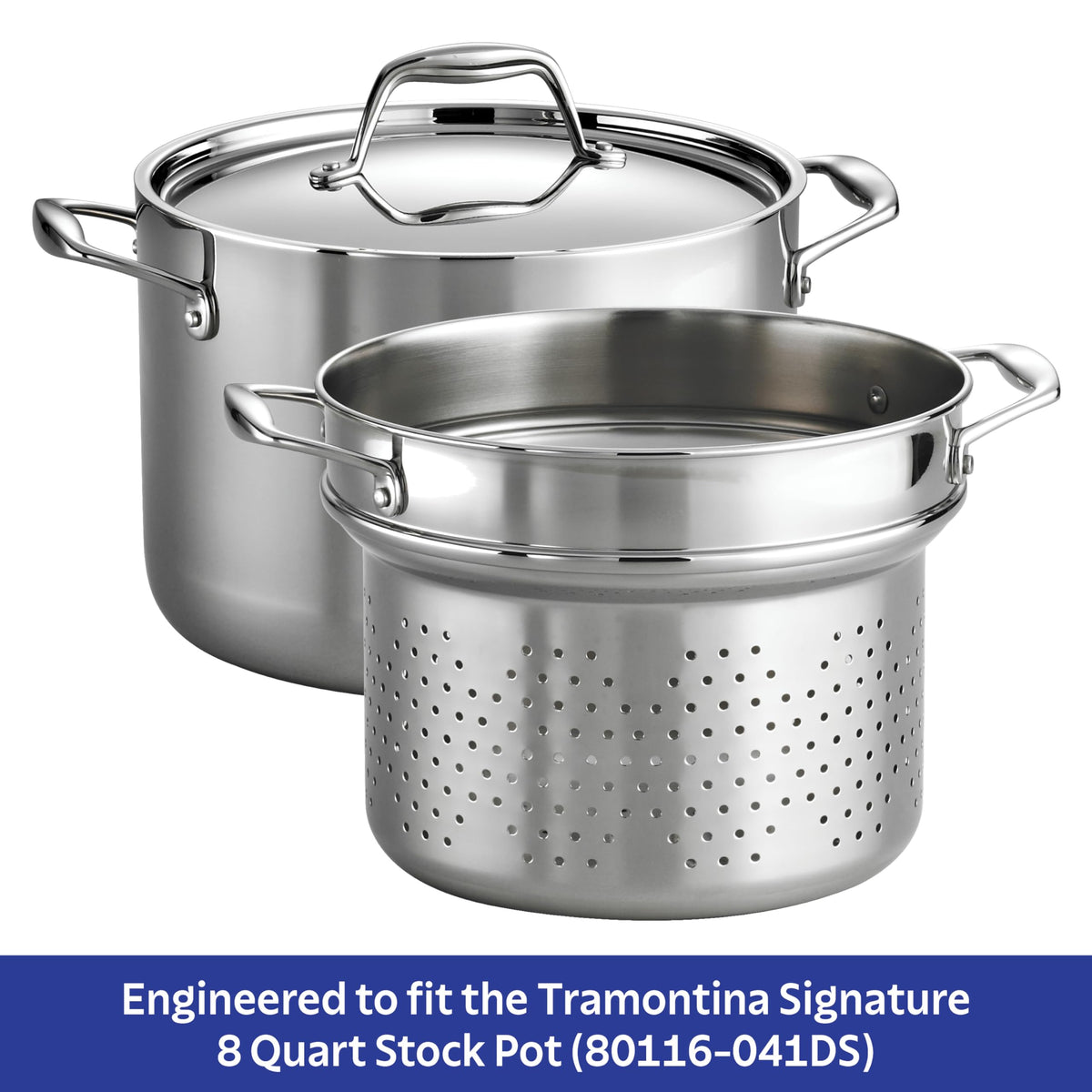 Tramontina Signature multi-use steamer basket for vegetables and seafood.</